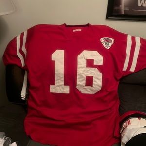 49ers back to back Super Bowl jersey red and white